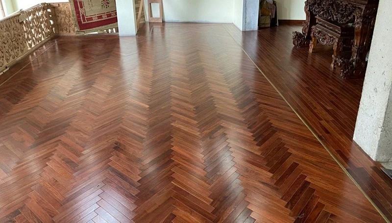 Mẫu sàn gỗ hương đỏ lát xương cá