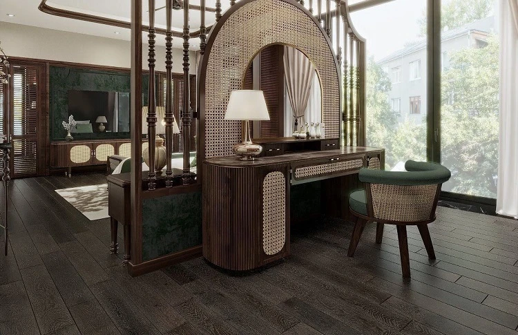 Thiết kế nội thất với sàn gỗ phong cách Indochine