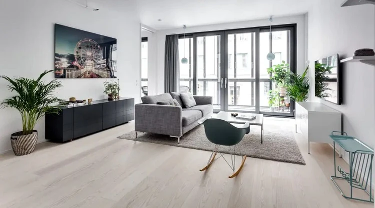 Ứng dụng sàn gỗ cho phòng khách mang phong cách Bắc Âu